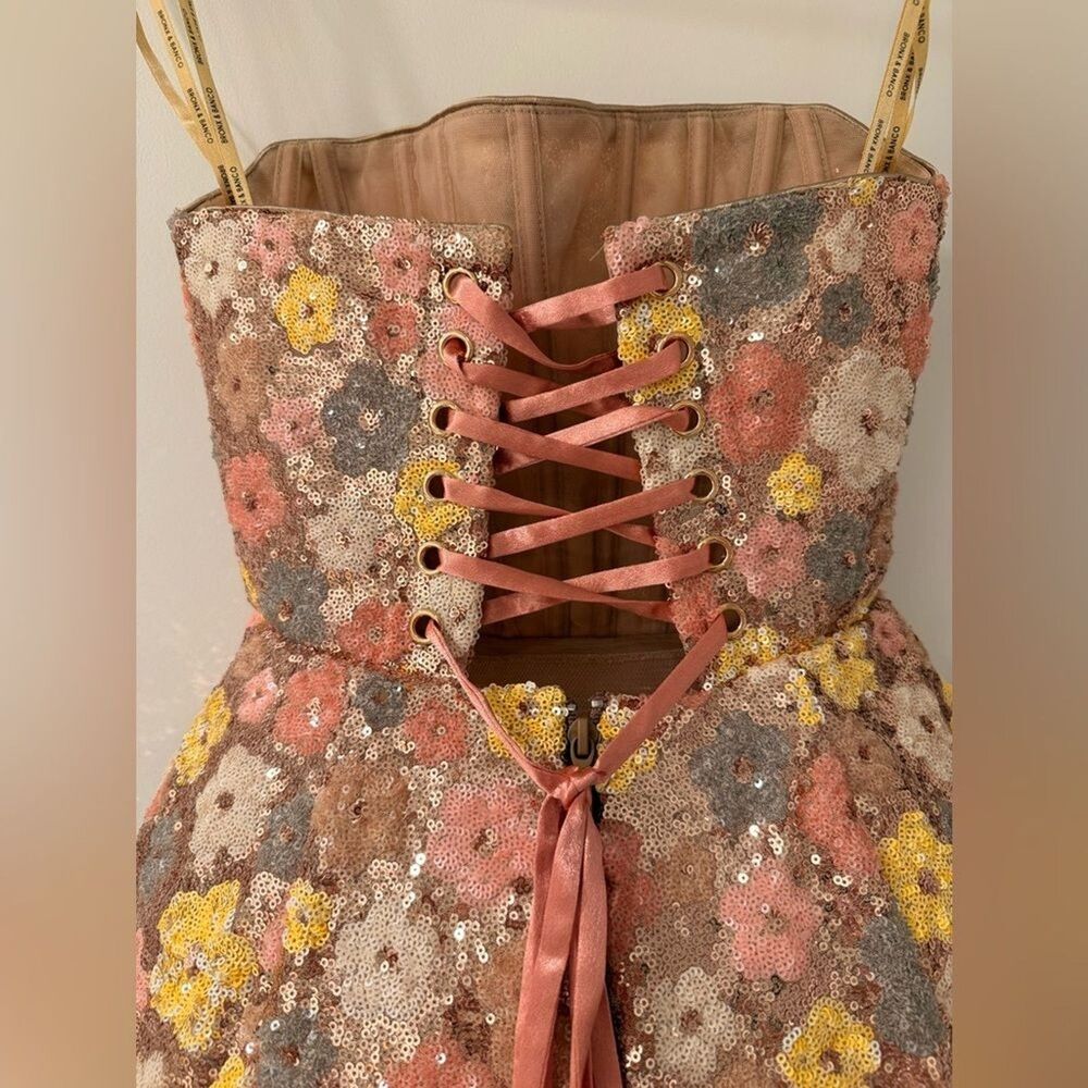NWOT BRONX AND BANCO Maraya Strapless Floral Sequin Fit & Flare Mini Dress, M - Picture 13 of 16
